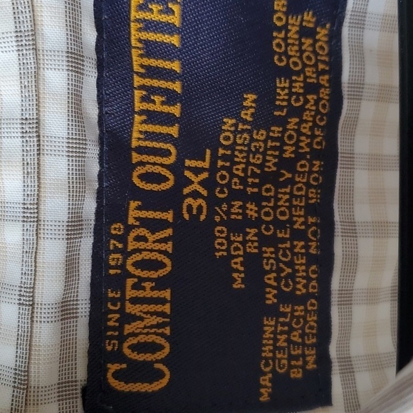 Comfort Outfitter NWT 3XL lt tan plaid SS button down shirt - Picture 3 of 10